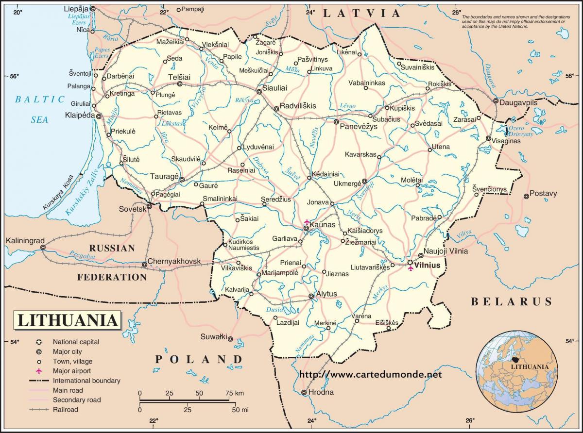 Карта Литви країни