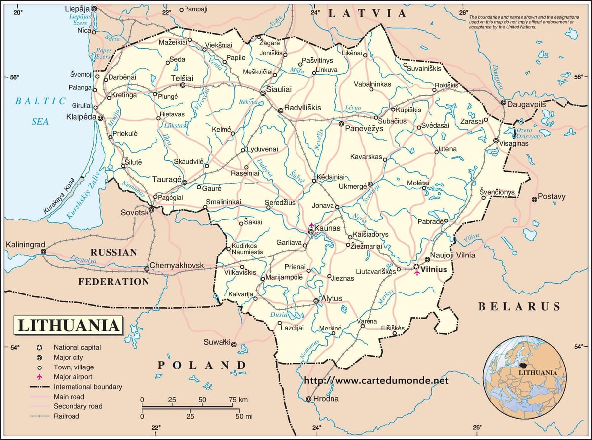 Карта Литви країни
