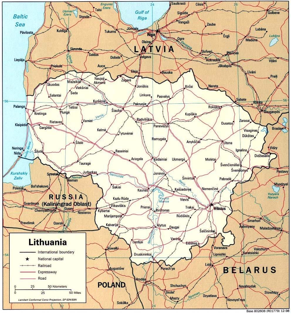 карта Литви