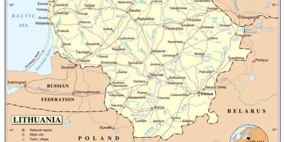 Карта Литви аеропортів